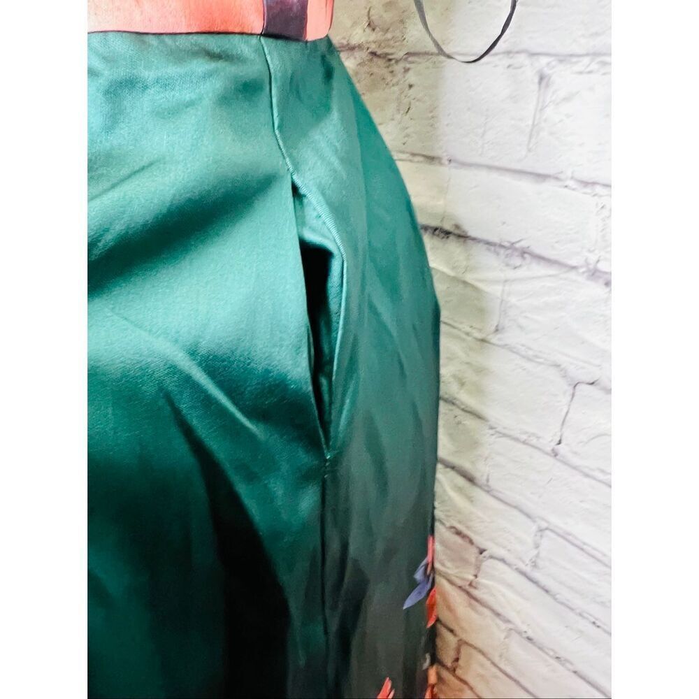 Julia Jordan Womens Green Multi Floral Mikado Pleated Fit & Flare Dress Sz 4 - Picture 7 of 9